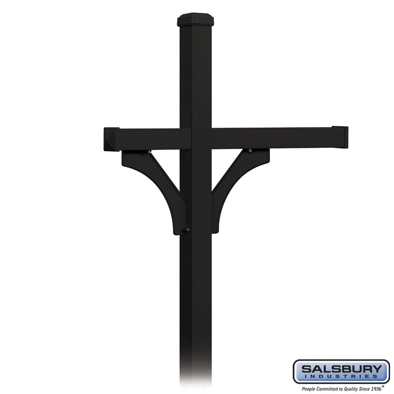 Salsbury Deluxe Post - 2 Sided - In-Ground Mounted - for (3) Roadside Mailboxes - Black