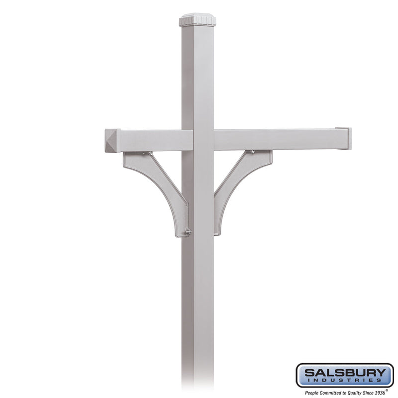 Salsbury Deluxe Post - 2 Sided - In-Ground Mounted - for (3) Roadside Mailboxes - Silver