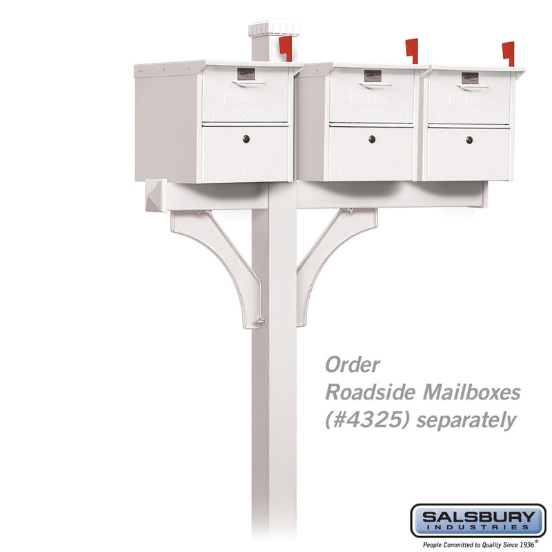 Salsbury Deluxe Post - 2 Sided - In-Ground Mounted - for (3) Roadside Mailboxes