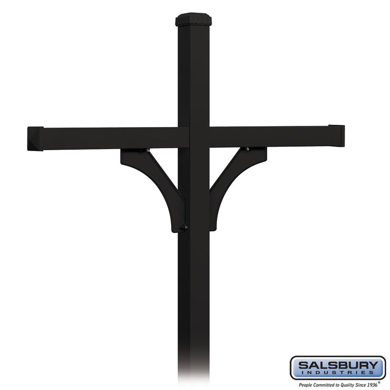Salsbury Deluxe Post - 2 Sided - In-Ground Mounted - for (4) Roadside Mailboxes - Black