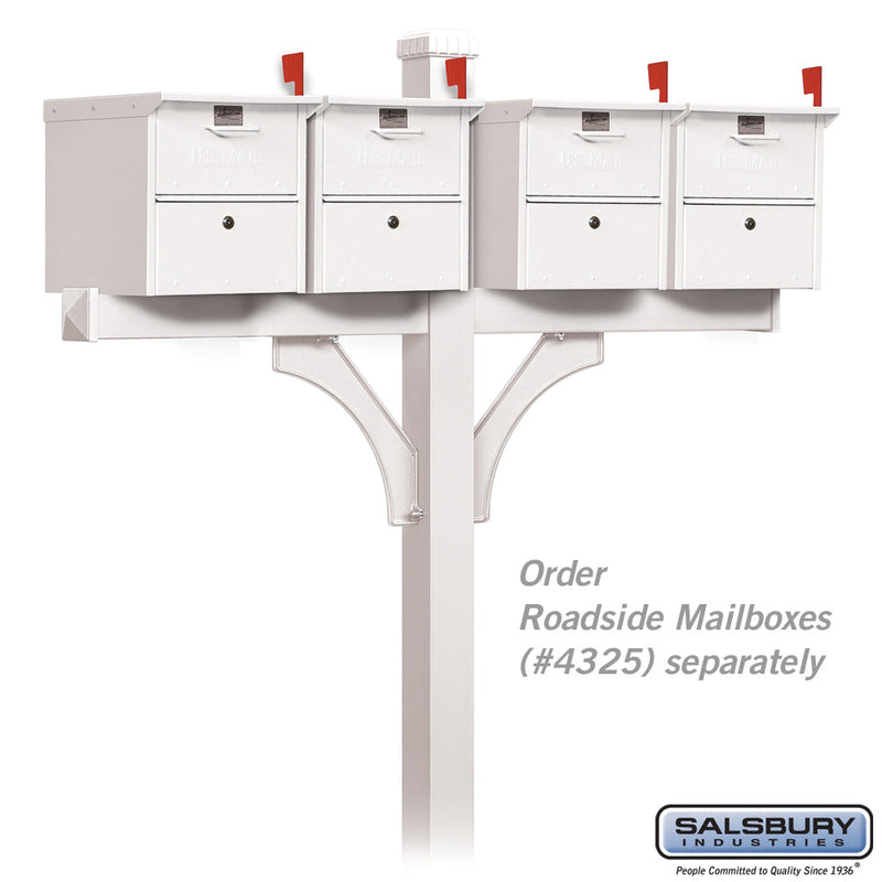 Salsbury Deluxe Post - 2 Sided - In-Ground Mounted - for (4) Roadside Mailboxes