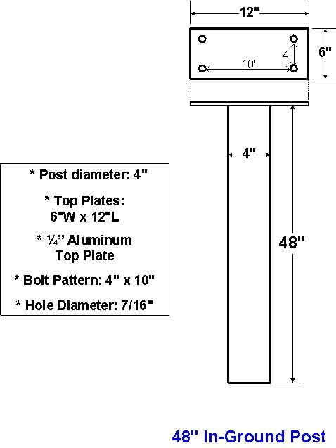 48" Standard Aluminum In-Ground Post For Standard