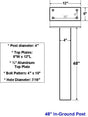 48" Standard Aluminum In-Ground Post For Standard