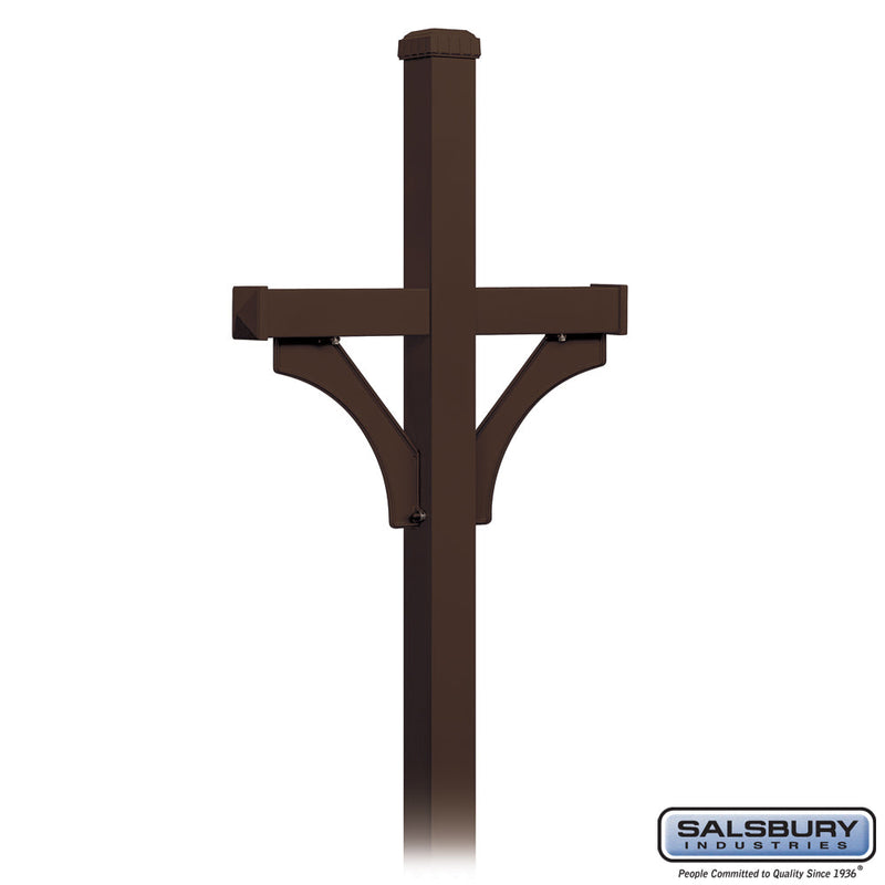 Salsbury Deluxe Mailbox Post - 2 Sided for (2) Mailboxes - In-Ground Mounted - Bronze