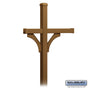 Salsbury Deluxe Mailbox Post - 2 Sided for (3) Mailboxes - In-Ground Mounted - Brass