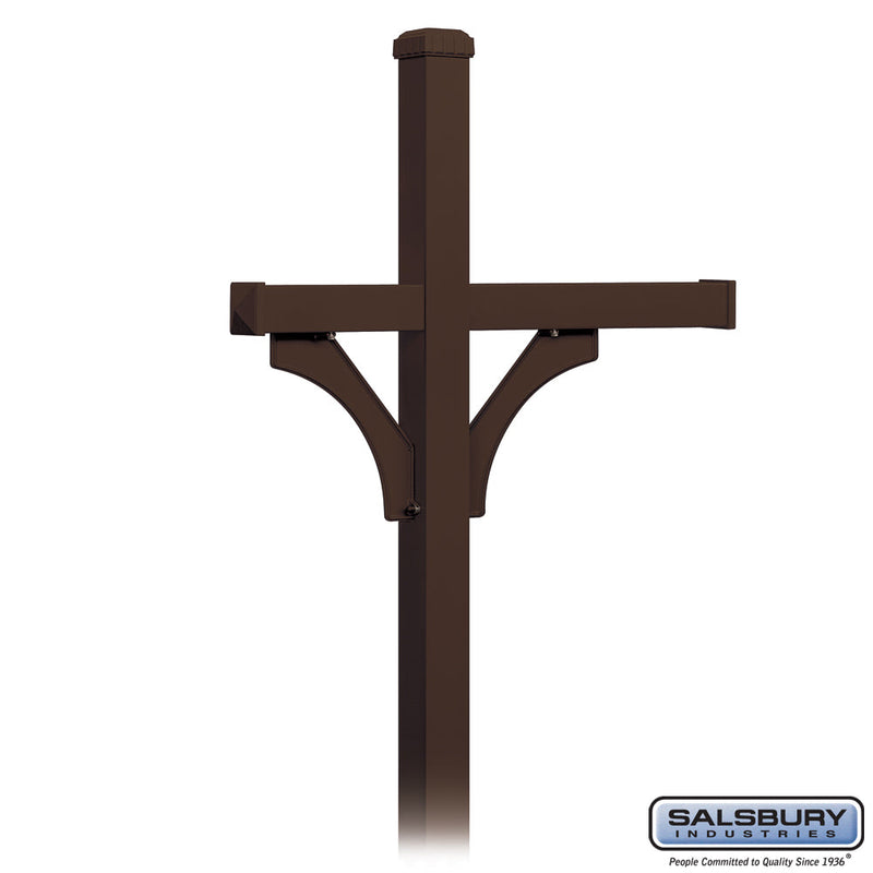 Salsbury Deluxe Mailbox Post - 2 Sided for (3) Mailboxes - In-Ground Mounted - Bronze