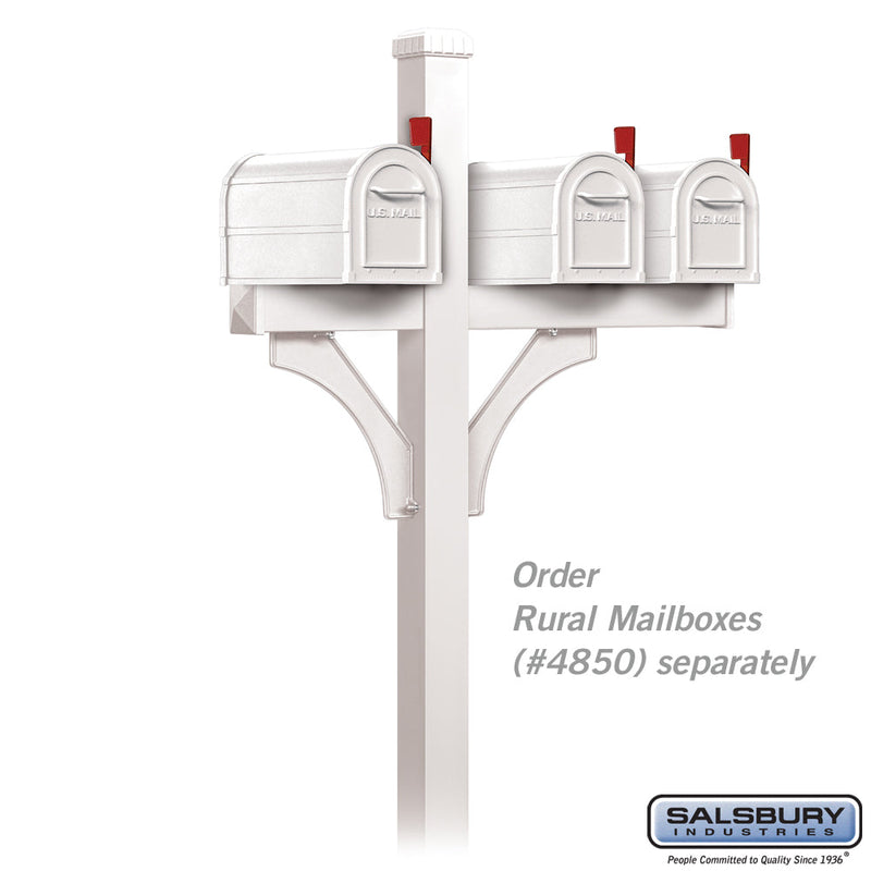 Salsbury Deluxe Mailbox Post - 2 Sided for (3) Mailboxes - In-Ground Mounted
