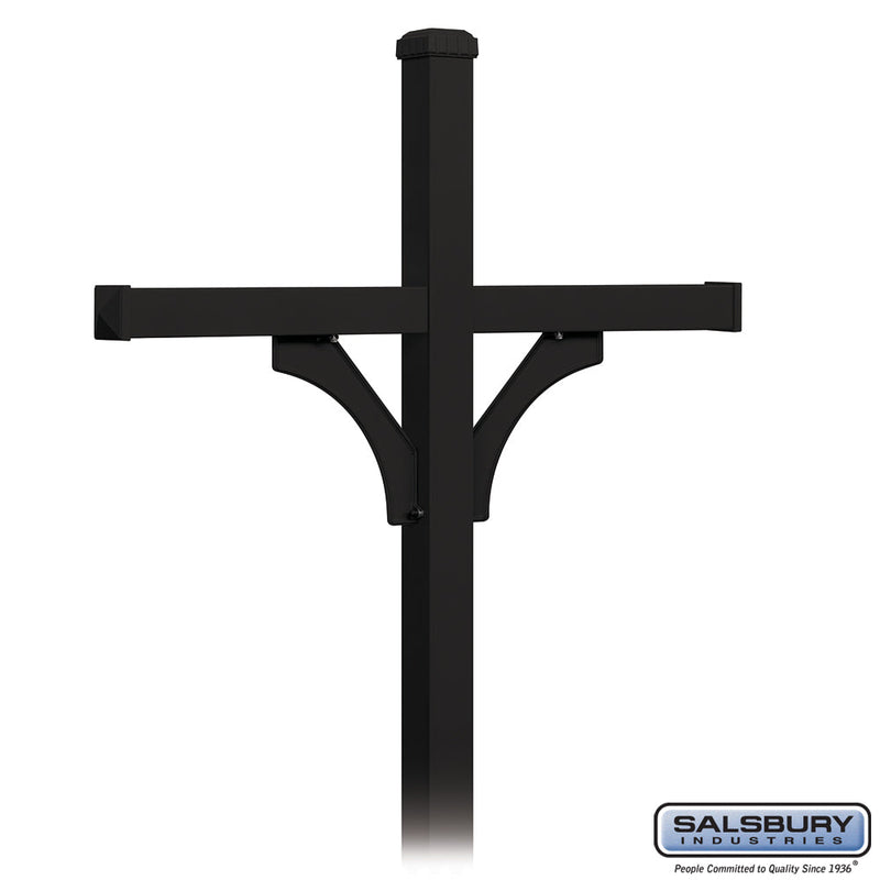 Salsbury Deluxe Mailbox Post - 2 Sided for (4) Mailboxes - In-Ground Mounted - Black