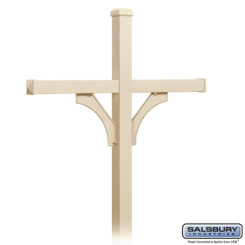 Salsbury Deluxe Mailbox Post - 2 Sided for (4) Mailboxes - In-Ground Mounted - Sandstone