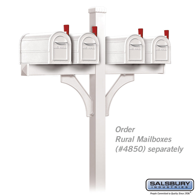 Salsbury Deluxe Mailbox Post - 2 Sided for (4) Mailboxes - In-Ground Mounted