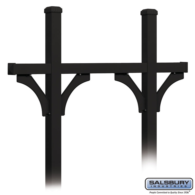 Salsbury Deluxe Mailbox Post - Bridge Style for (5) Mailboxes - In-Ground Mounted - Black