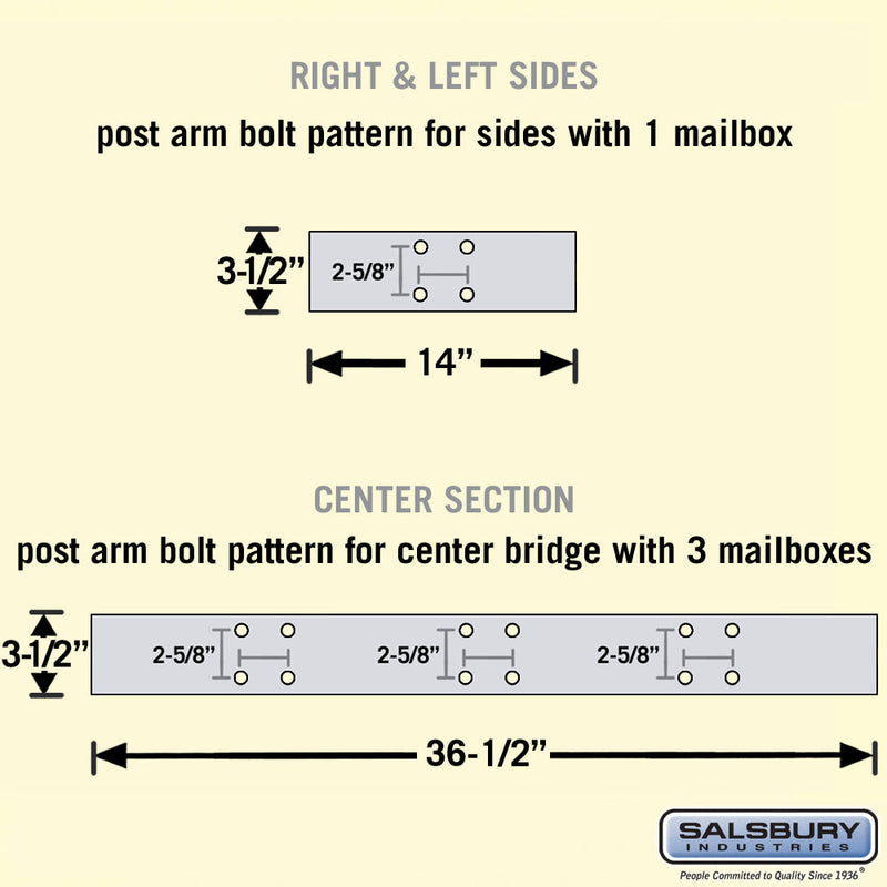 Salsbury Deluxe Mailbox Post - Bridge Style for (5) Mailboxes - In-Ground Mounted