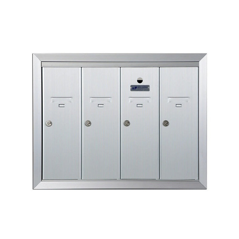 4 Compartment Surface Mount Vertical Mailboxes - Anodized Aluminum