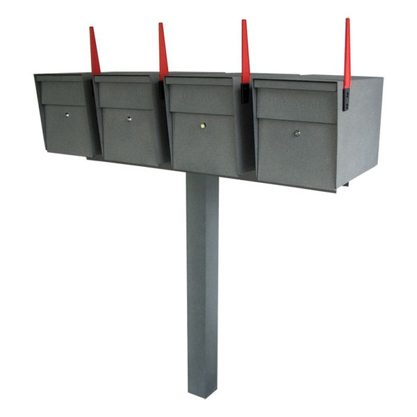 Mail Boss Ultimate High Security Locking Quadruple Mailbox & Post Package