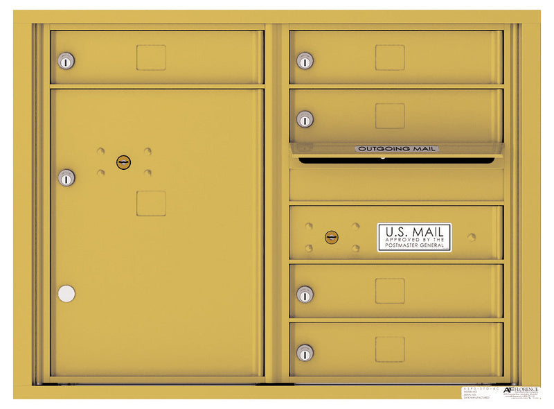 Front Loading Double Column Commercial Mailbox with 5 Tenant Doors and 1 Parcel Locker-Gold Speck (GS)