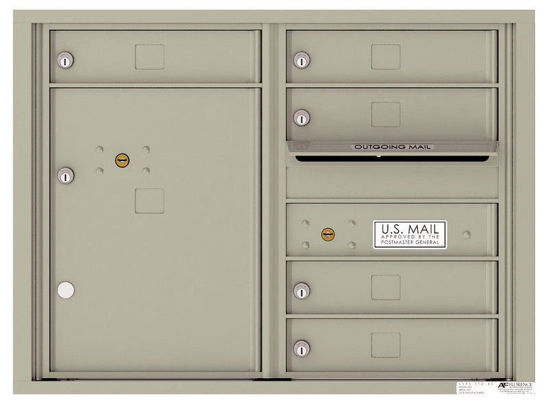 Front Loading Double Column Commercial Mailbox with 5 Tenant Doors and 1 Parcel Locker-Postal Grey (PG)