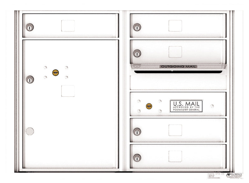 Front Loading Double Column Commercial Mailbox with 5 Tenant Doors and 1 Parcel Locker-White (WH)