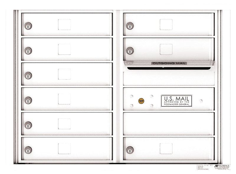 Front Loading Double Column Commercial Mailbox with 9 Tenant Doors-White (WH)