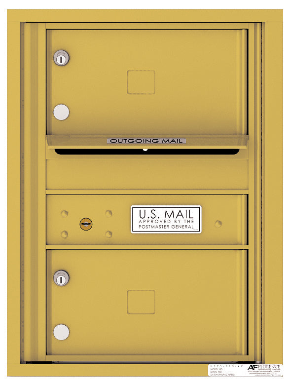 Front Loading Single Column Commercial Mailbox with 2 Tenant Compartments - 4C Horizontal-Gold Speck (GS)