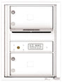 Front Loading Single Column Commercial Mailbox with 2 Tenant Compartments - 4C Horizontal-White (WH)
