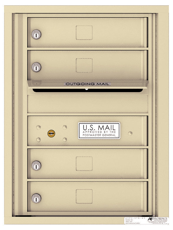 Front Loading Single Column Extra-Large Commercial Mailbox with 4 Tenant Compartments-Sandstone (SD)