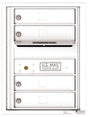 Front Loading Single Column Extra-Large Commercial Mailbox with 4 Tenant Compartments-White (WH)