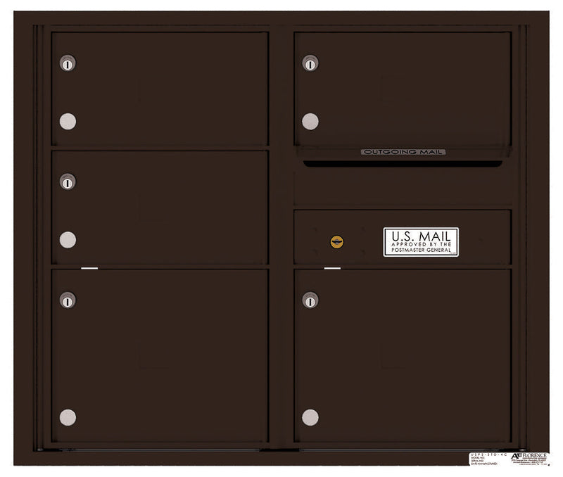 Front Loading Double Column Commercial Mailbox with 5 Tenant Doors-Dark Bronze (DB)