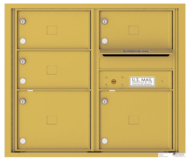Front Loading Double Column Commercial Mailbox with 5 Tenant Doors-Gold Speck (GS)