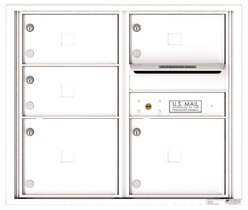 Front Loading Double Column Commercial Mailbox with 5 Tenant Doors-White (WH)