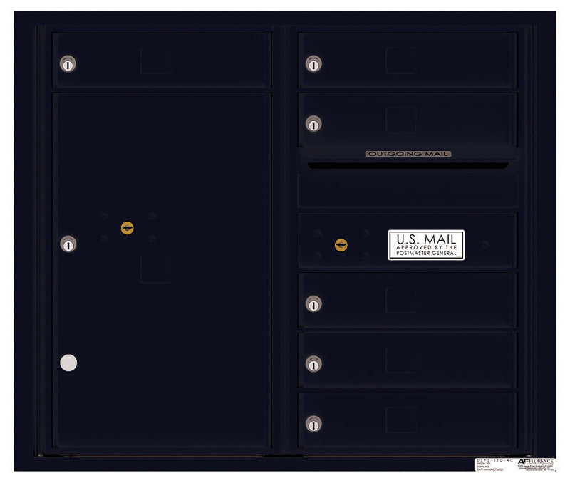 Front Loading Double Column Commercial Mailbox with 6 Tenant Doors and 1 Parcel Locker-Black (BK)