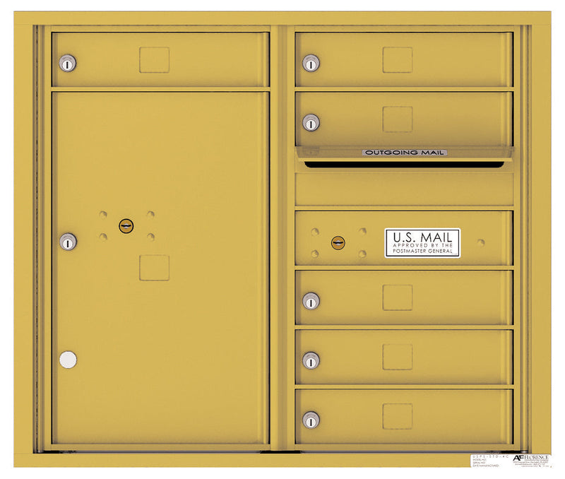 Front Loading Double Column Commercial Mailbox with 6 Tenant Doors and 1 Parcel Locker-Gold Speck (GS)