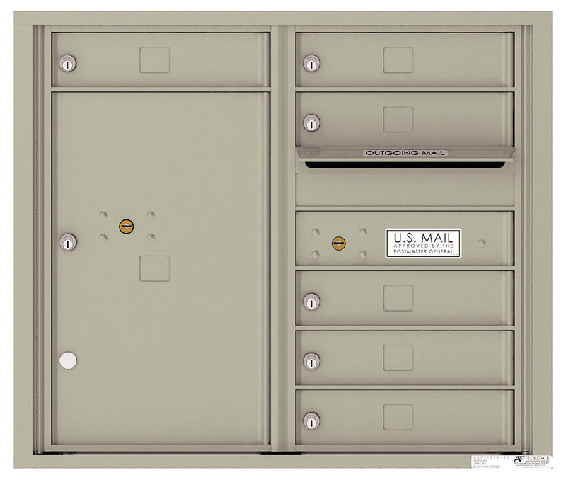 Front Loading Double Column Commercial Mailbox with 6 Tenant Doors and 1 Parcel Locker-Postal Grey (PG)