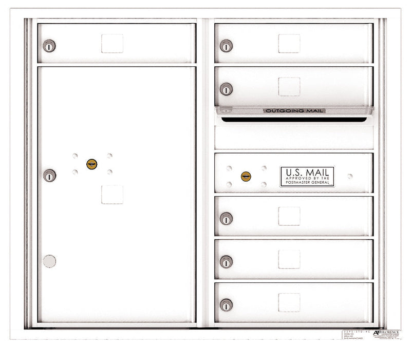 Front Loading Double Column Commercial Mailbox with 6 Tenant Doors and 1 Parcel Locker-White (WH)
