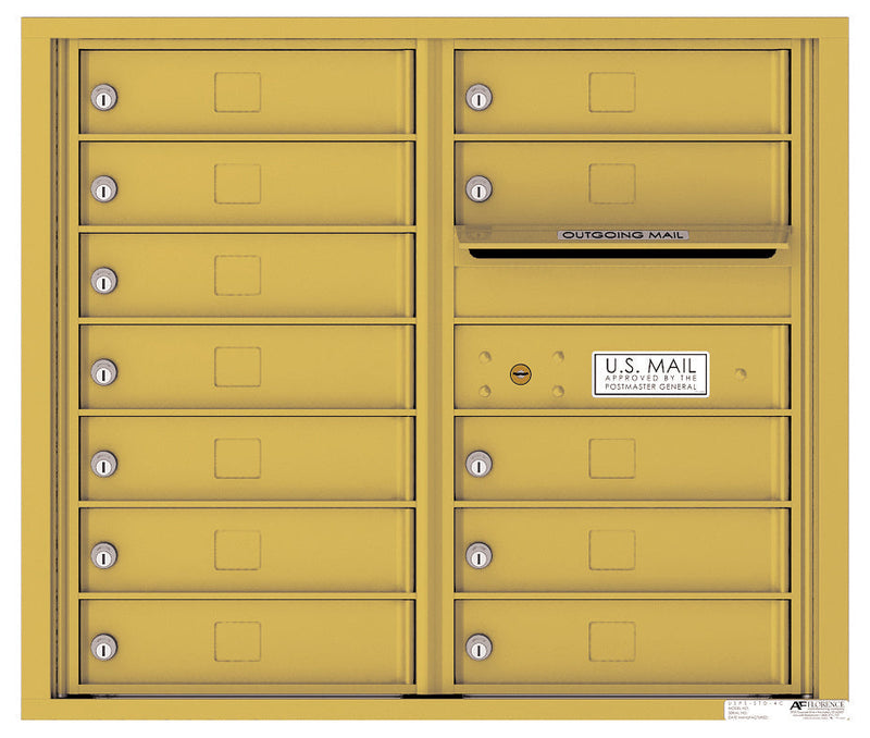 Front Loading Double Column Commercial Mailbox with 12 Tenant Doors-Gold Speck (GS)