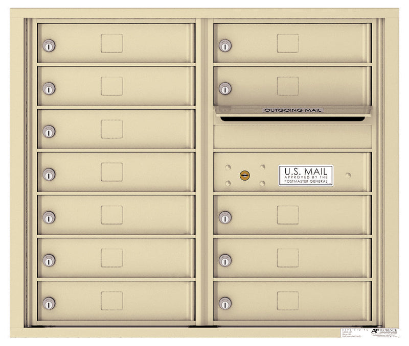 Front Loading Double Column Commercial Mailbox with 12 Tenant Doors-Sandstone (SD)