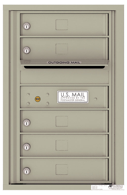 Front Loading Single Column Commercial Mailbox with 5 Tenant Doors-Postal Grey (PG)