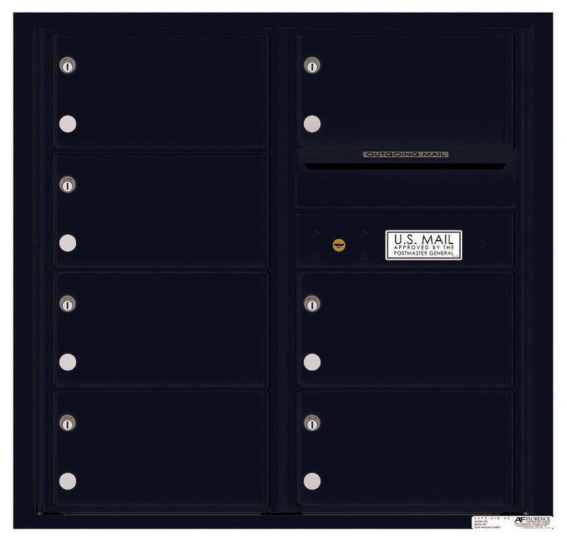 Front Loading Commercial Mailbox with 7 Tenant Compartments-Black (BK)