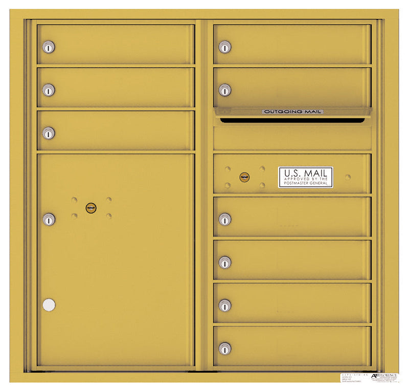 Front Loading Commercial Mailbox with 9 Tenant Compartments and 1 Parcel Locker-Gold Speck (GS)
