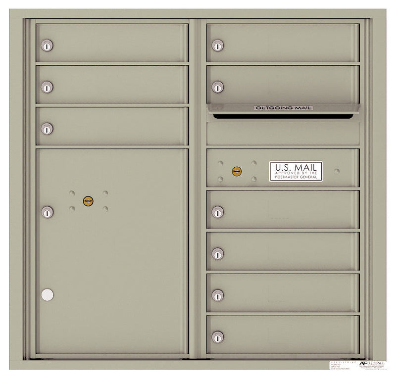 Front Loading Commercial Mailbox with 9 Tenant Compartments and 1 Parcel Locker-Postal Grey (PG)