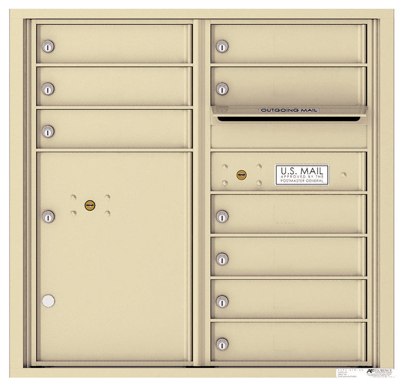 Florence 4C Horizontal Mailbox - 9 Doors, 1 Parcel Locker - 8 Doors High Private Access
