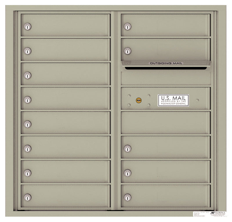 Front Loading Commercial Mailbox with 13 Tenant Compartments-Postal Grey (PG)