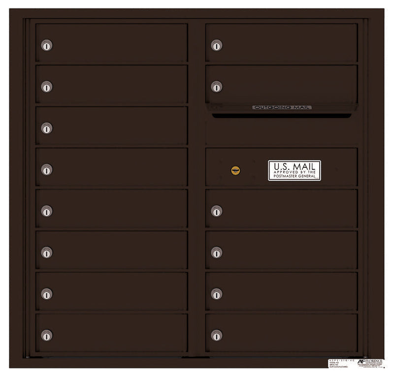 Front Loading Commercial Mailbox with 14 Tenant Compartments-Dark Bronze (DB)