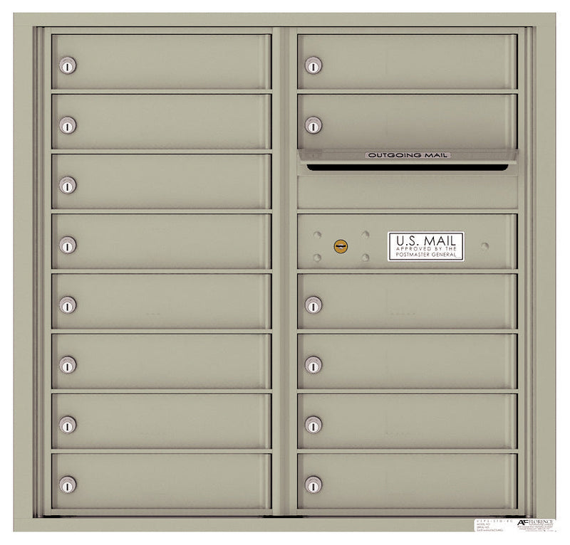 Front Loading Commercial Mailbox with 14 Tenant Compartments-Postal Grey (PG)