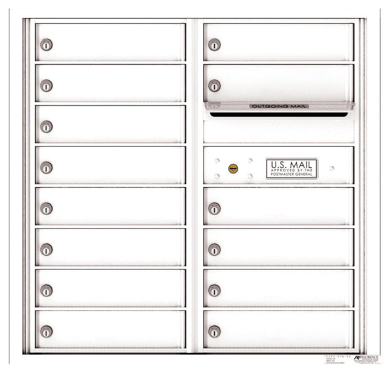 Front Loading Commercial Mailbox with 14 Tenant Compartments-White (WH)
