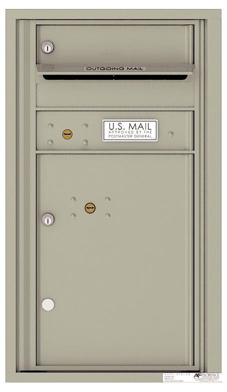Front Loading Commercial Mailbox with 1 Tenant Compartment and 1 Parcel Locker-Postal Grey (PG)