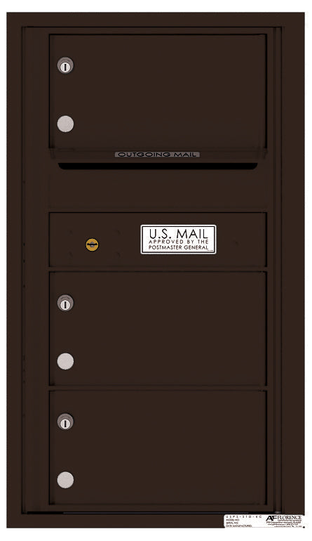 Front Loading Commercial Mailbox with 3 Tenant Compartments-Dark Bronze (DB)
