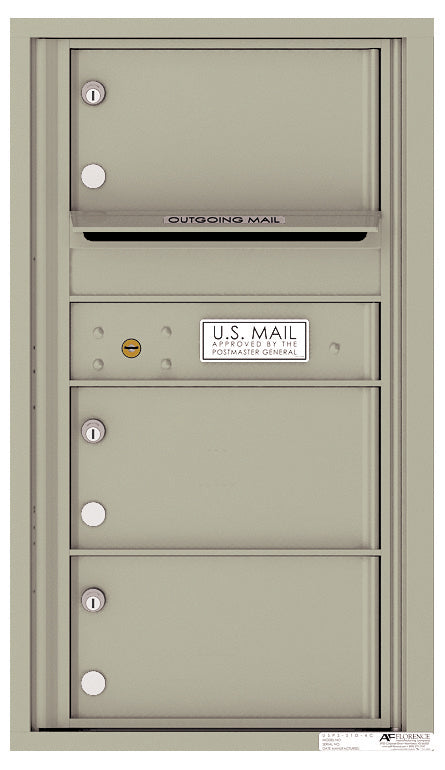 Front Loading Commercial Mailbox with 3 Tenant Compartments-Postal Grey (PG)