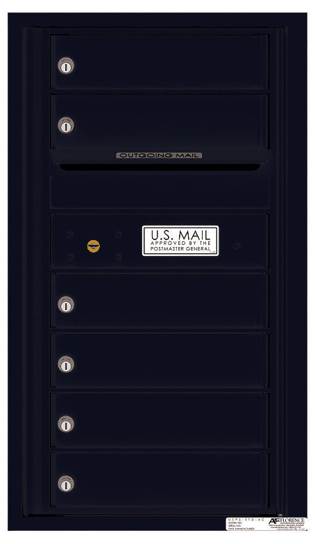 Front Loading Commercial Mailbox with 6 Tenant Compartments-Black (BK)