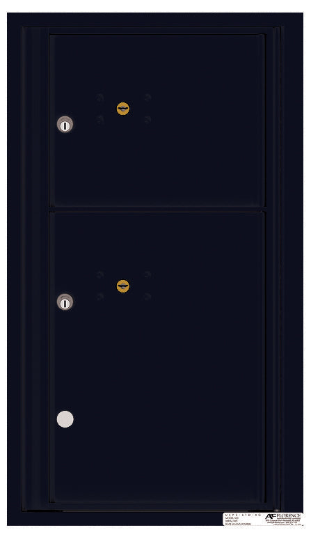Front Loading Fully Recessed Single Column Commercial Mailbox with 2 Parcel Lockers-Black (BK)
