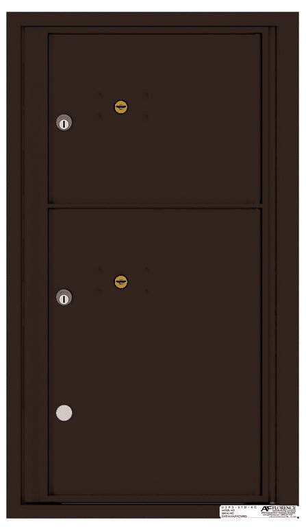 Front Loading Fully Recessed Single Column Commercial Mailbox with 2 Parcel Lockers-Dark Bronze (DB)